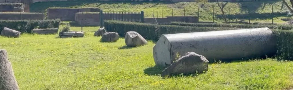Monolithic granite column at the Caracalla Baths in Rome – full view