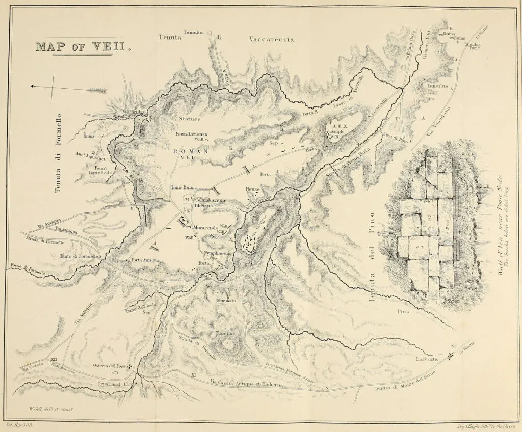 Mappa di Veio - William Gell - The topography of Rome and its vicinity, London 1846
